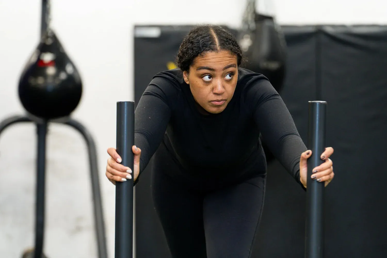 Sled push during an open gym session